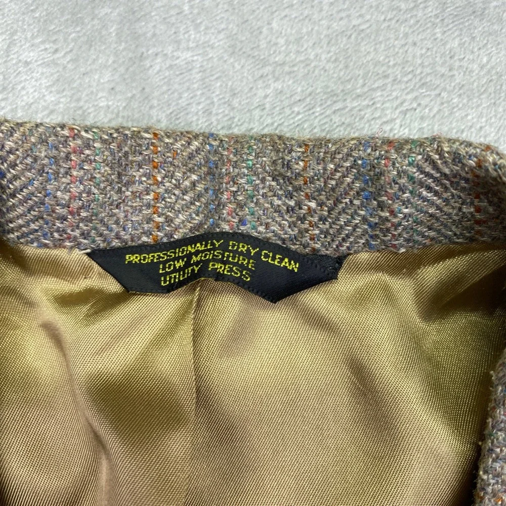 VTG Orvis‎ Mens Herringbone Tweed Blazer Tan Brown Striped Sport Coat 2 Bttn 46R
